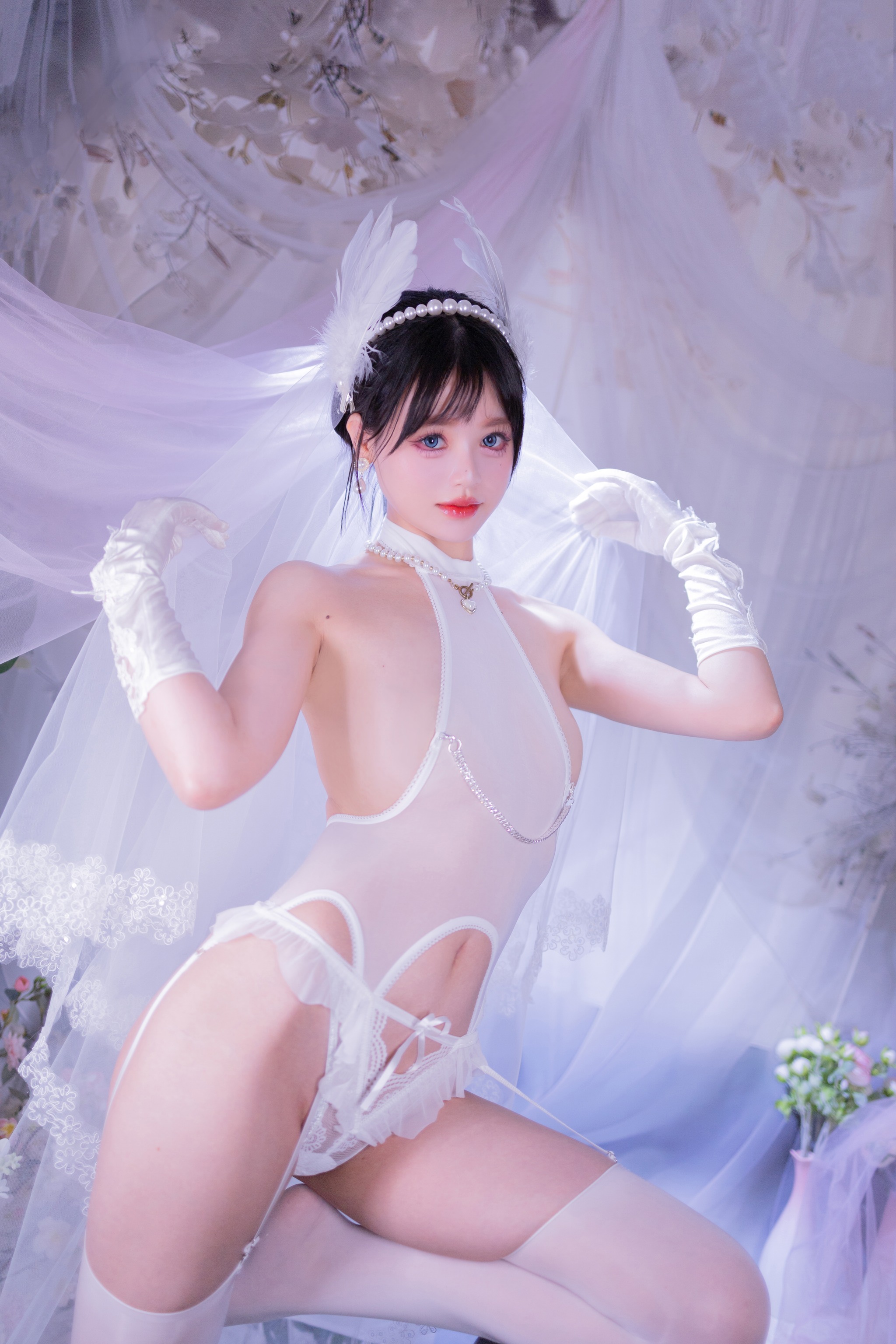 图片[1]-星黛鹿鹿i – NO.017 (千反田鹿子) 白丝花嫁[50P]-XikXak